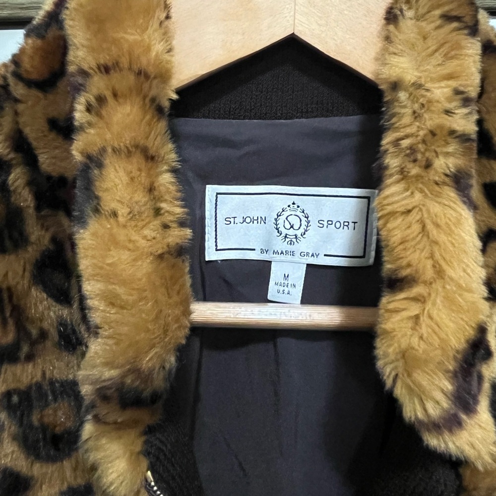 St. John Sport Leopard Faux Fur Jacket - Picture 2 of 6